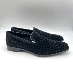 Stacy Adams‎ Mens Size 10.5M Black Studded Velvet Loafers Dress Shoes